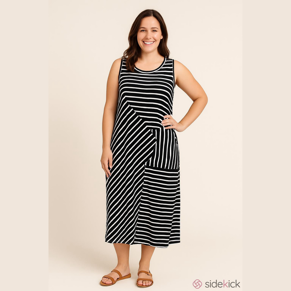 Comfy U.S.A. black & white maxi dress